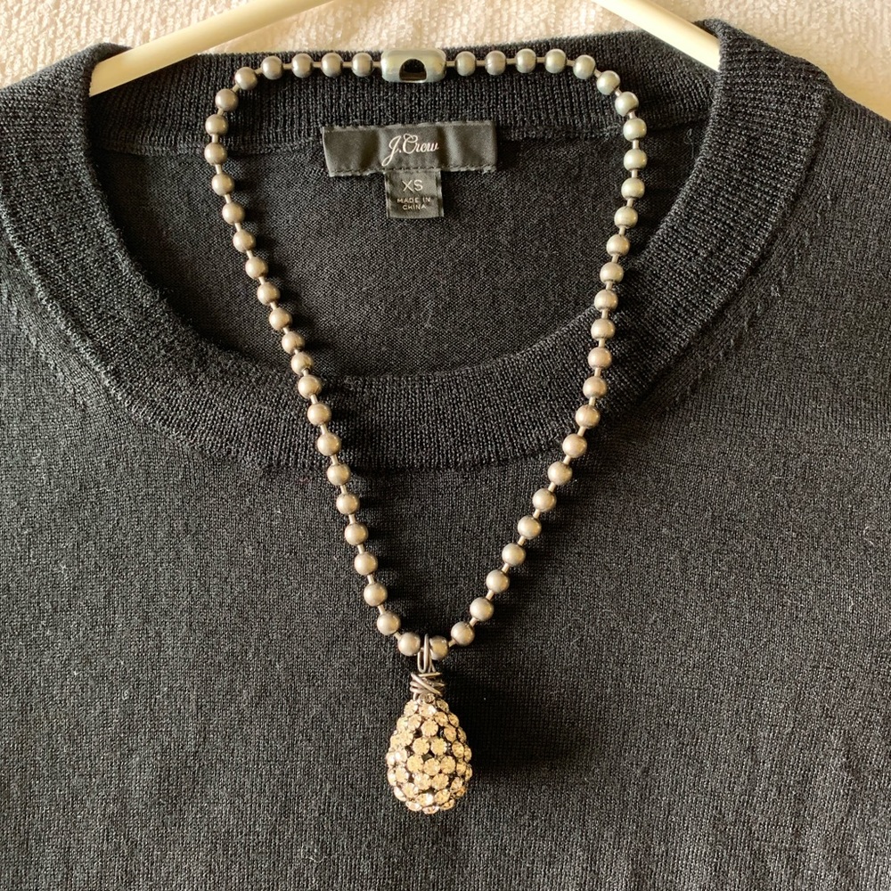 Necklace with rhinestone drop charm